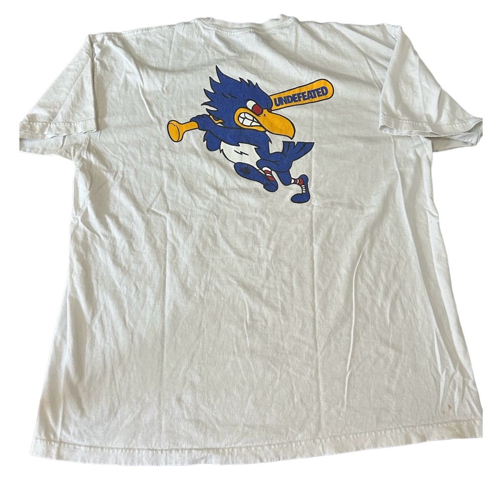 Mens Undefeated Undftd White Graphic Bird Baseball Ball Batter Up Shirt Size 2xl